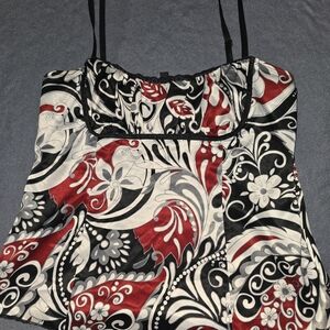 Heart Soul Black and Red Floral Camisole Y2k Vintage